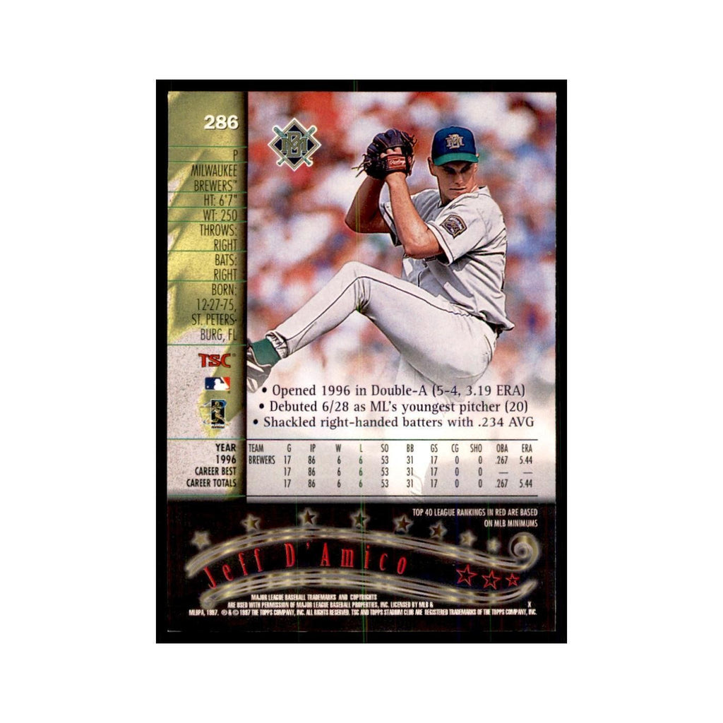 1997 Stadium Club Jeff D'Amico Baseball Cards #286