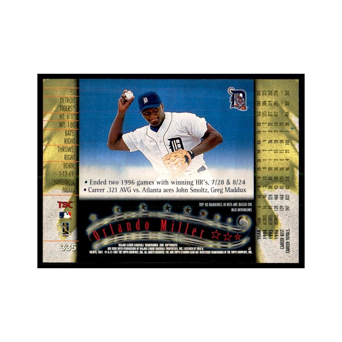 1997 Stadium Club Orlando Miller Baseball Cards #335
