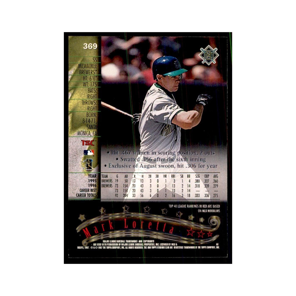 1997 Stadium Club Mark Loretta Baseball Cards #369