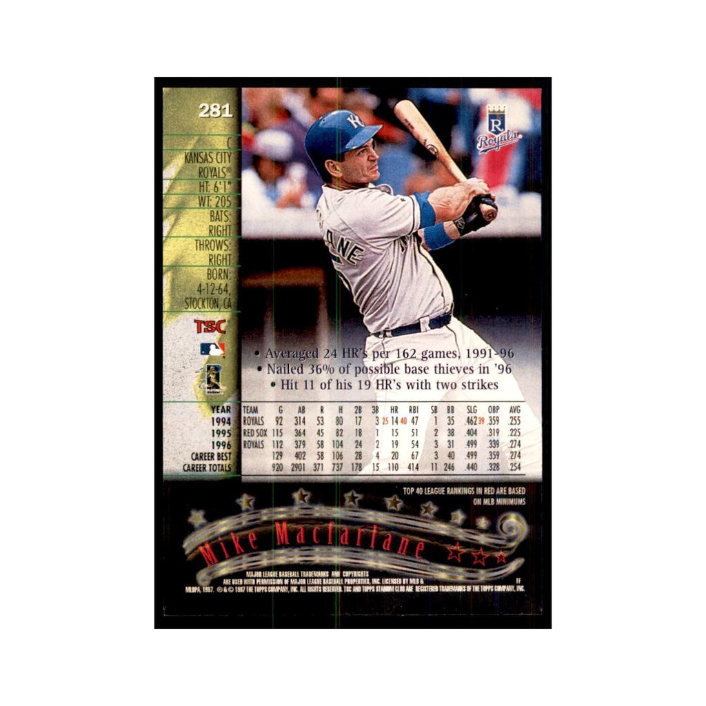 1997 Stadium Club Mike Macfarlane Baseball Cards #281
