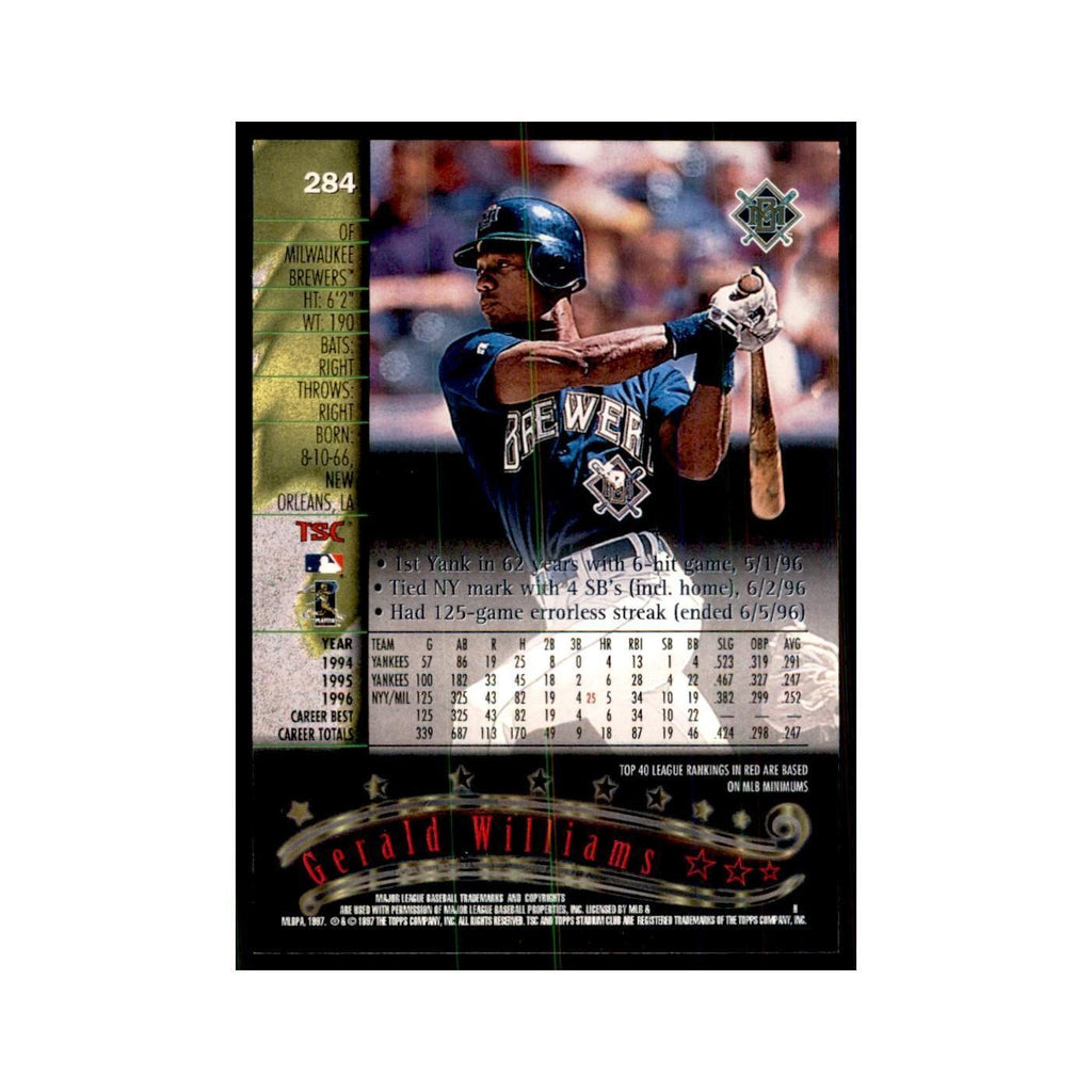 1997 Stadium Club Gerald Williams Baseball Cards #284