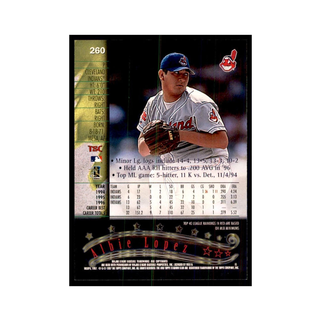 1997 Stadium Club Albie Lopez Baseball Cards #260