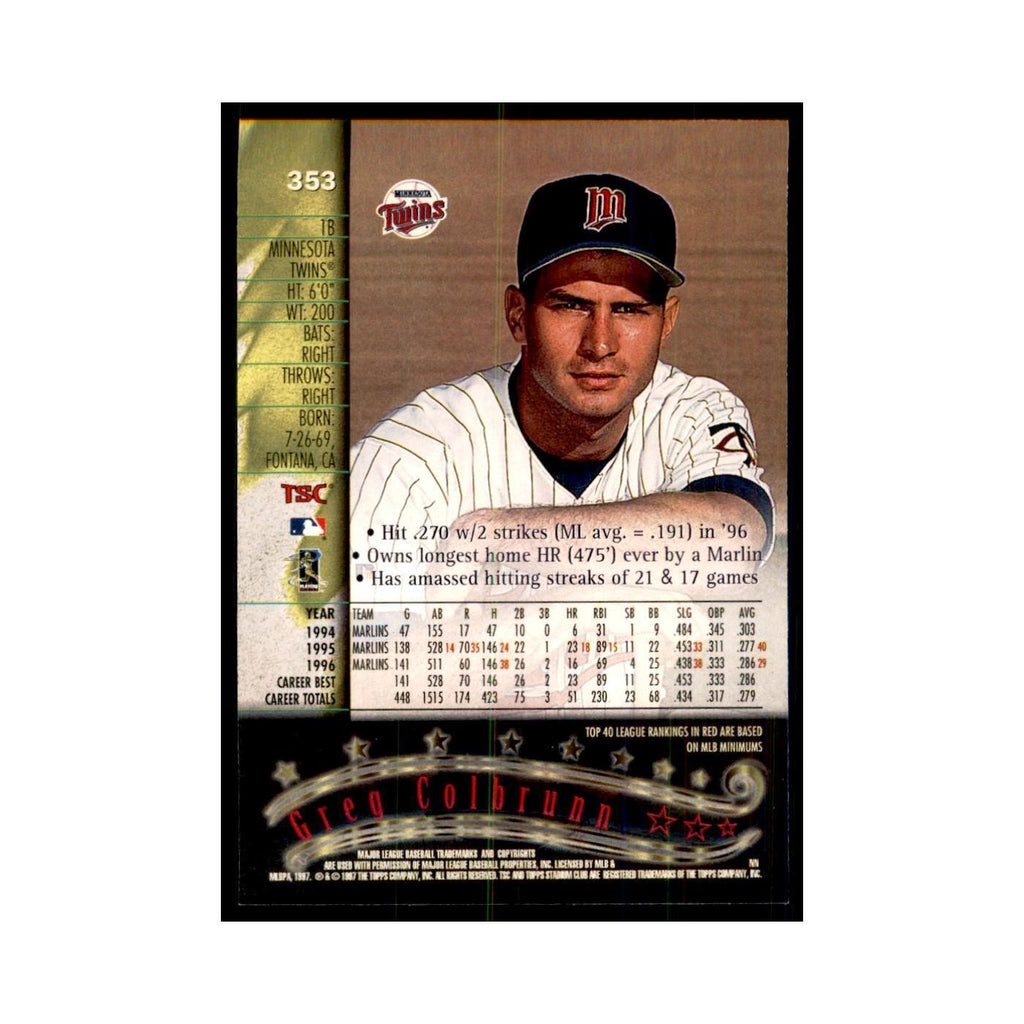 1997 Stadium Club Greg Colbrunn Baseball Cards #353