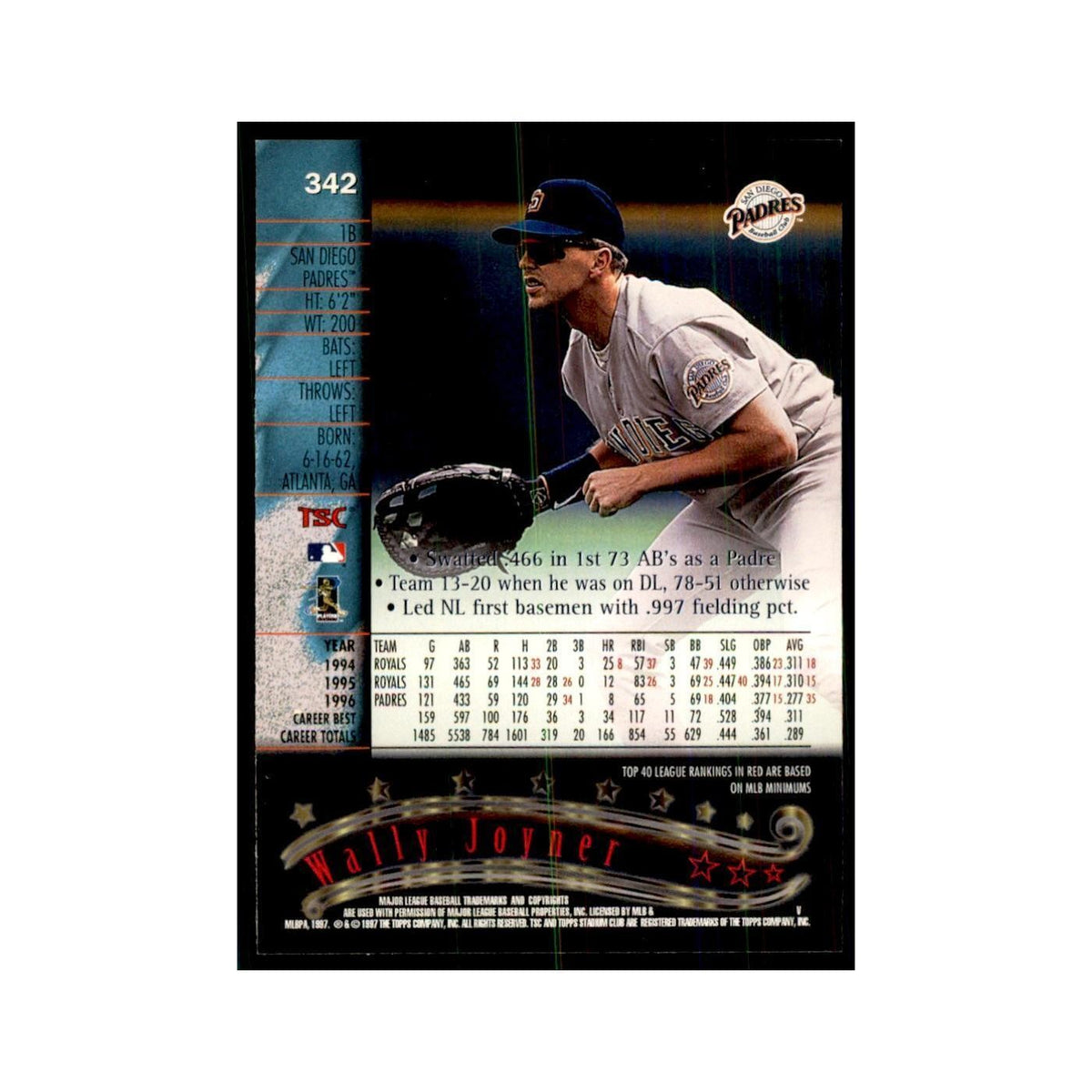 1997 Stadium Club Wally Joyner Baseball Cards #342