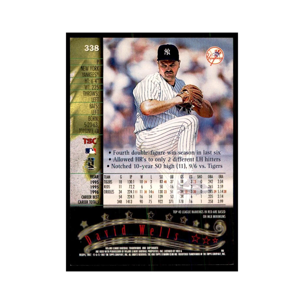 1997 Stadium Club David Wells Baseball Cards #338