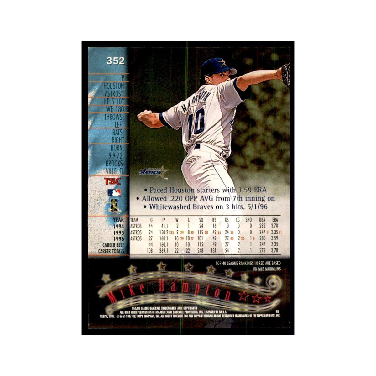 1997 Stadium Club Mike Hampton Baseball Cards #352
