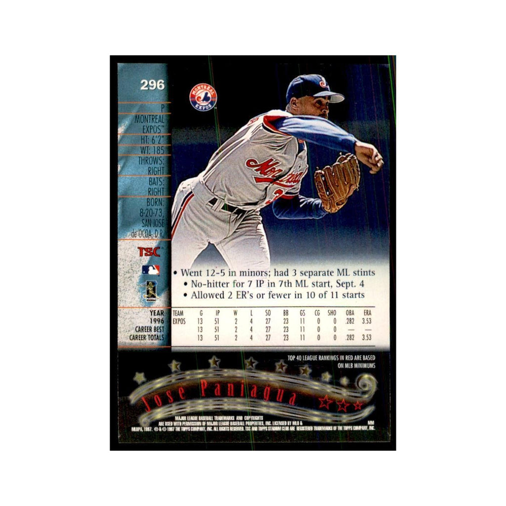 1997 Stadium Club Jose Paniagua Baseball Cards #296