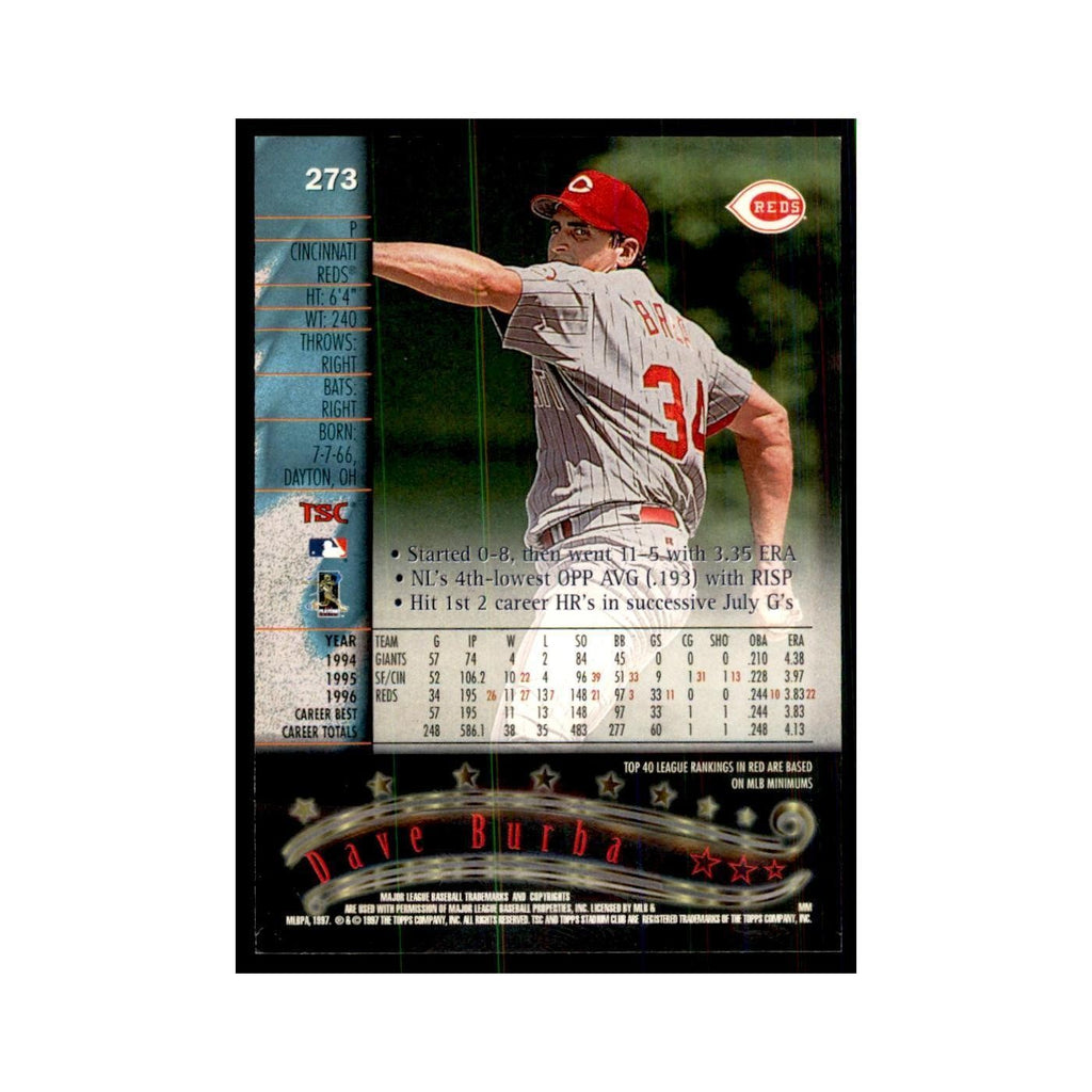 1997 Stadium Club Dave Burba Baseball Cards #273