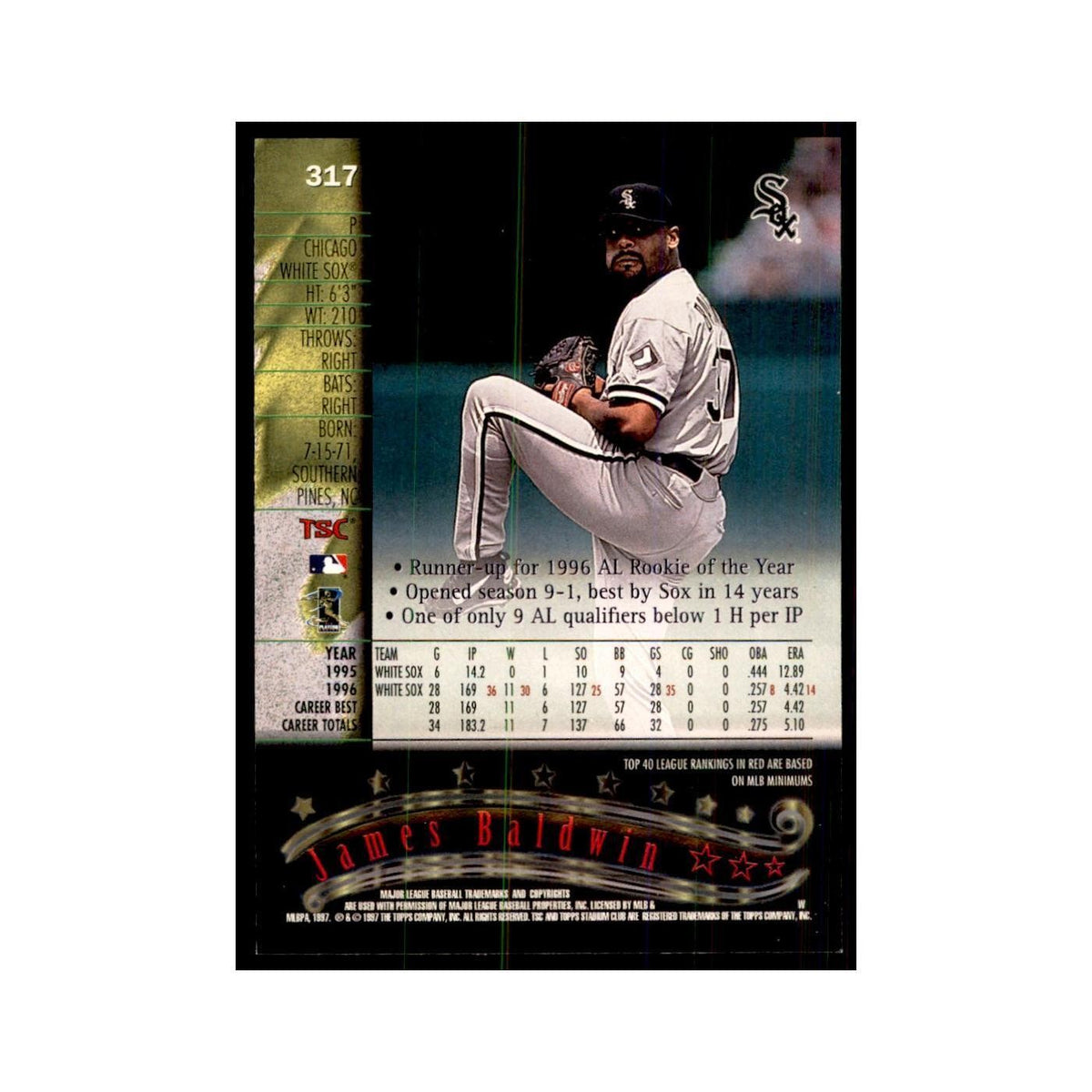 1997 Stadium Club James Baldwin Baseball Cards #317