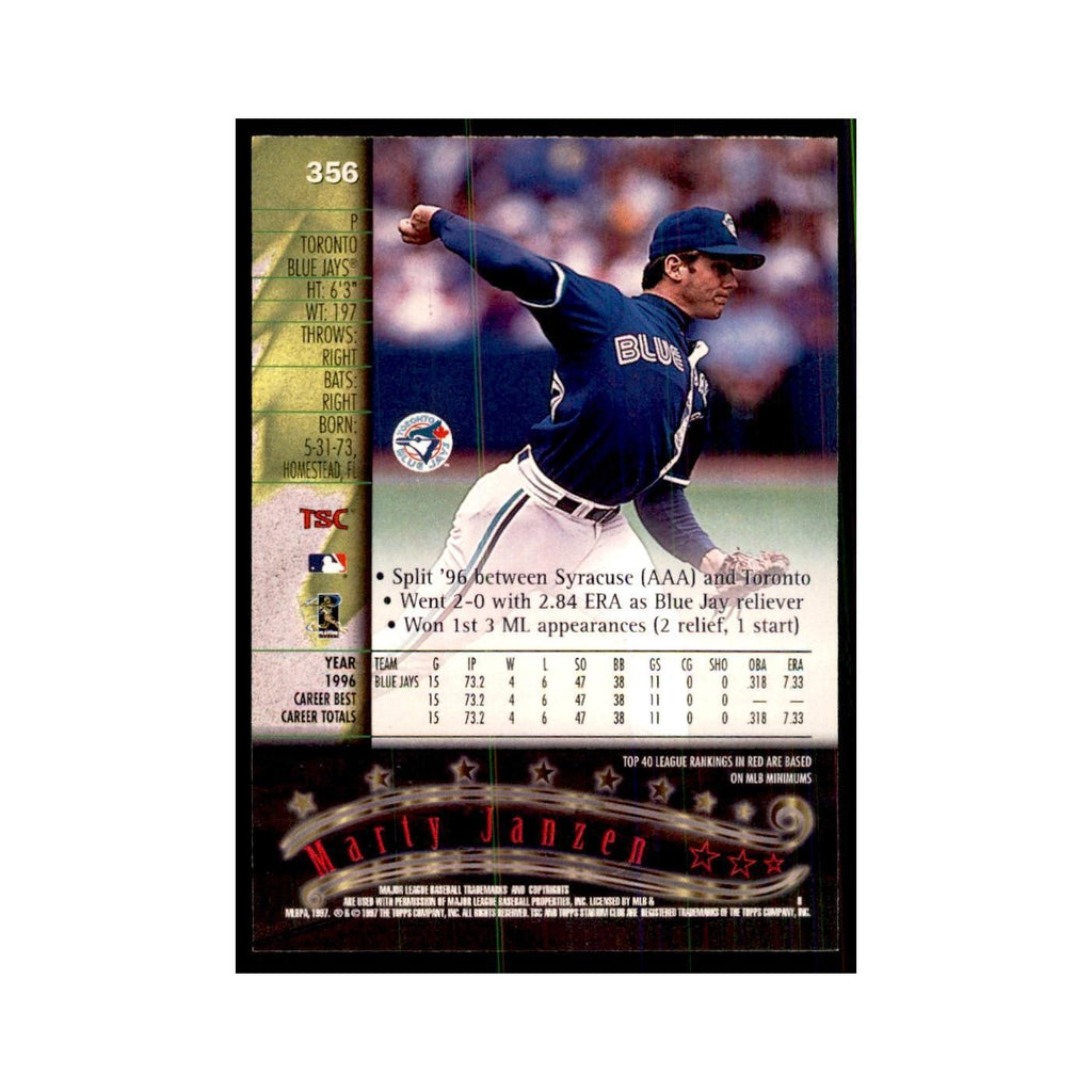 1997 Stadium Club Marty Janzen Baseball Cards #356
