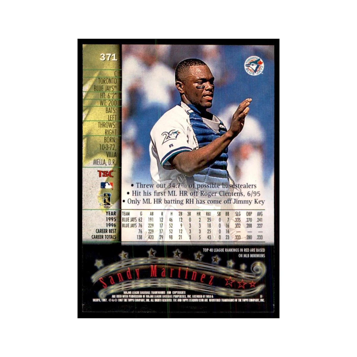 1997 Stadium Club Sandy Martinez Baseball Cards #371