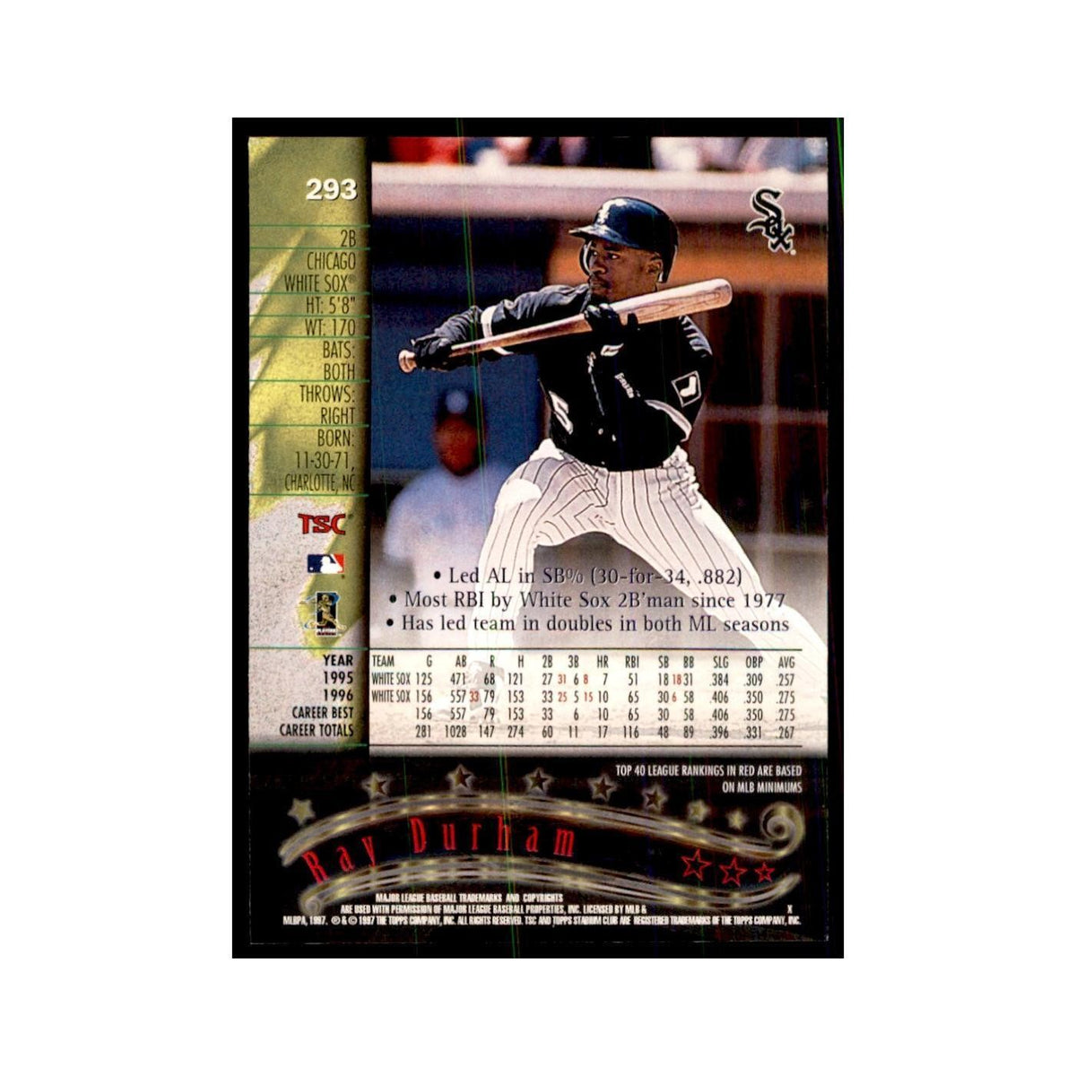 1997 Stadium Club Ray Durham Baseball Cards #293