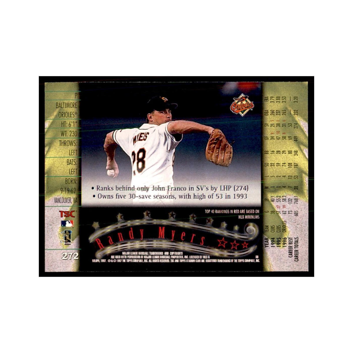 1997 Stadium Club Randy Myers Baseball Cards #272