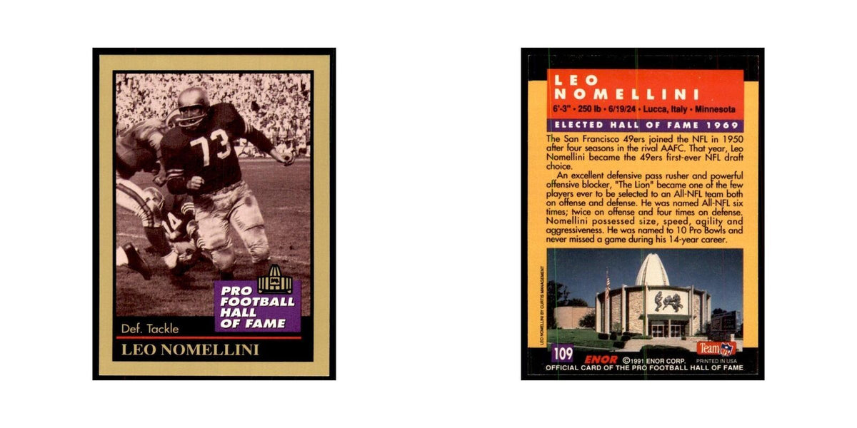 1991 ENOR Corp Leo Nomellini Football Cards #109