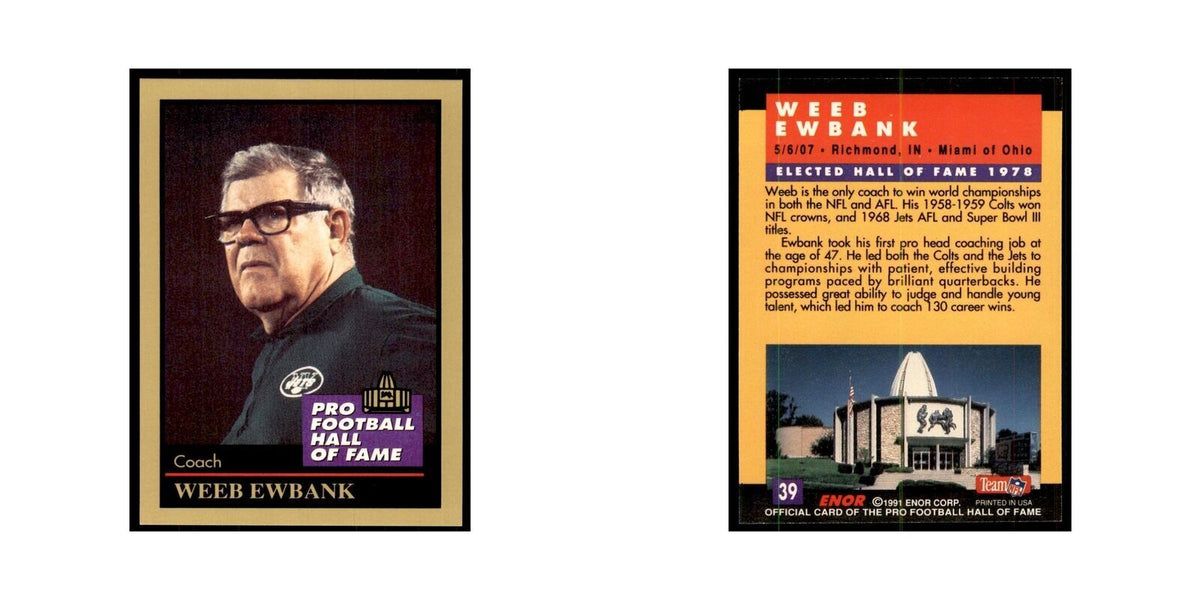 1991 ENOR Corp Weeb Ewbank Football Cards #39