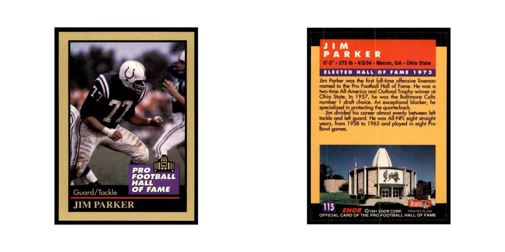 1991 ENOR Corp Jim Parker Football Cards #115