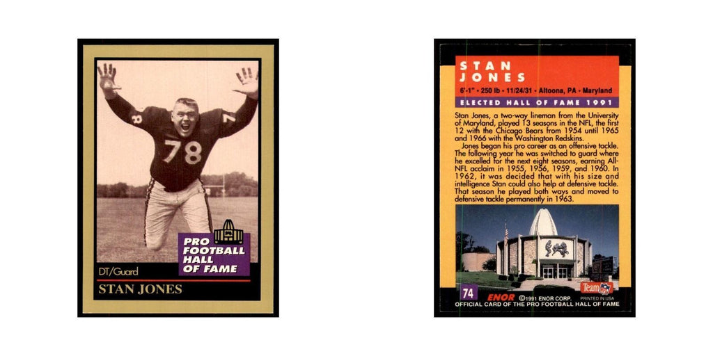 1991 ENOR Corp Stan Jones Football Cards #74