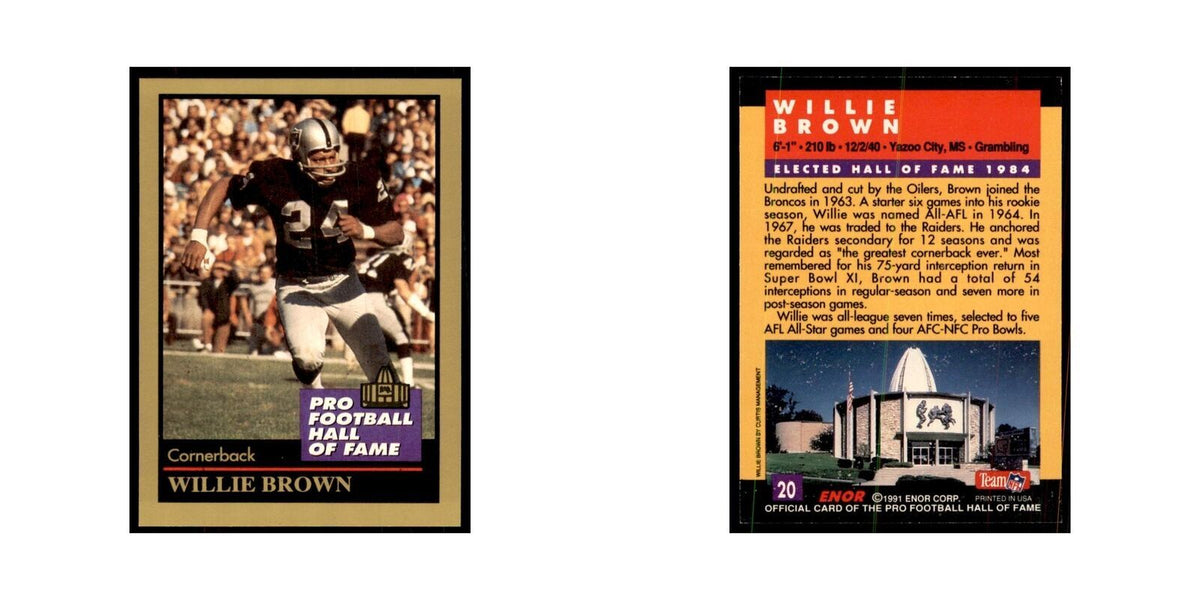 1991 ENOR Corp Willie Brown Football Cards #20