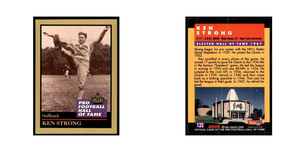 1991 ENOR Corp Ken Strong Football Cards #132