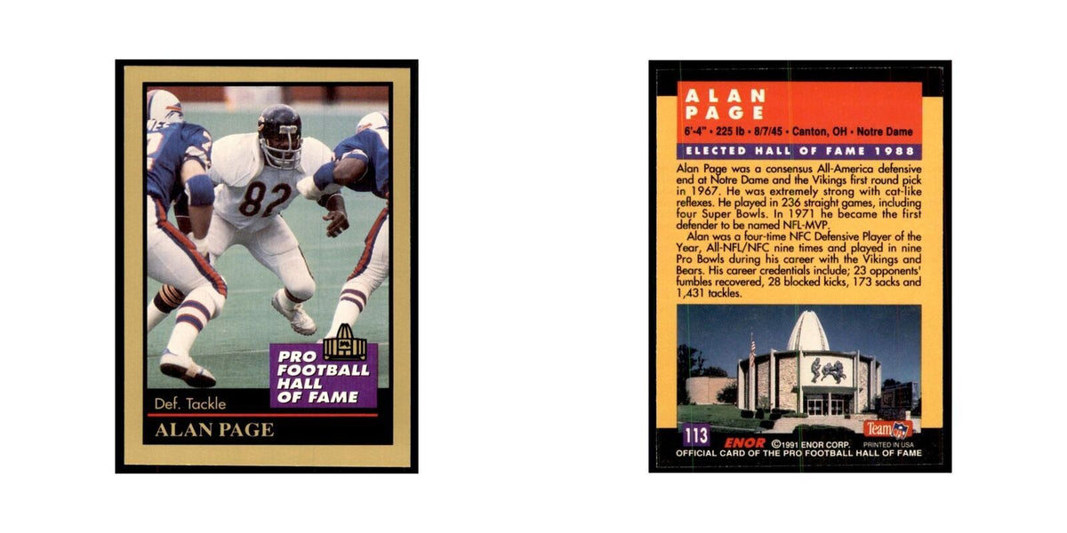 1991 ENOR Corp Alan Page Football Cards #113