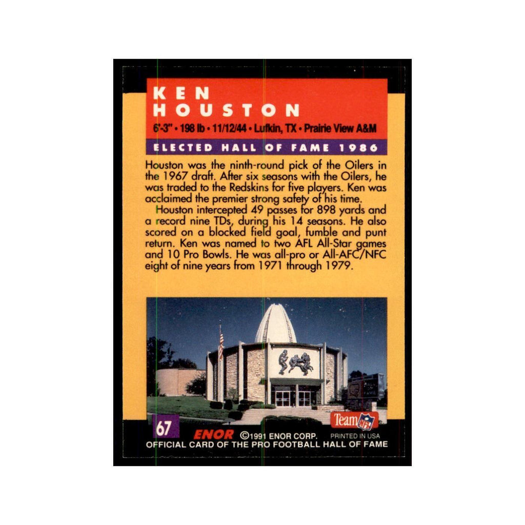 1991 ENOR Corp Ken Houston Football Cards #67