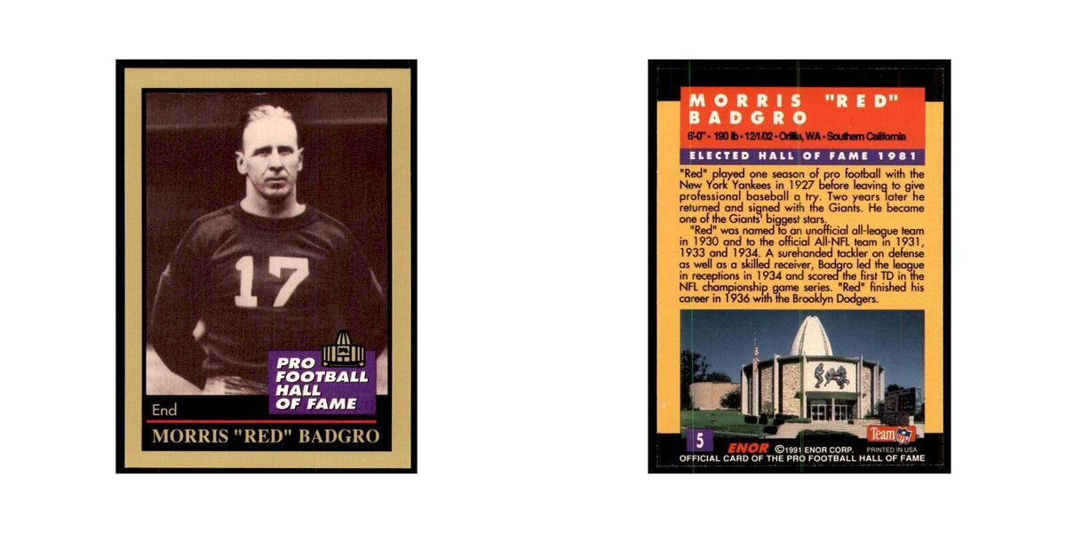 1991 ENOR Corp Red Badgro Football Cards #5