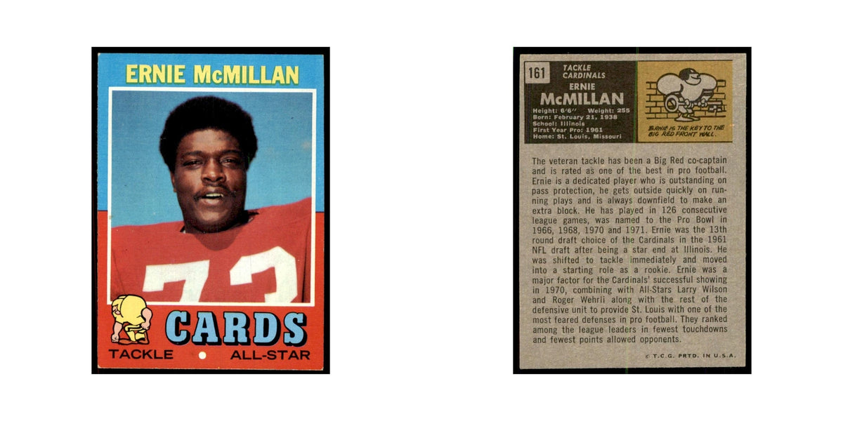 1971 Topps Ernie McMillan Football Cards #161
