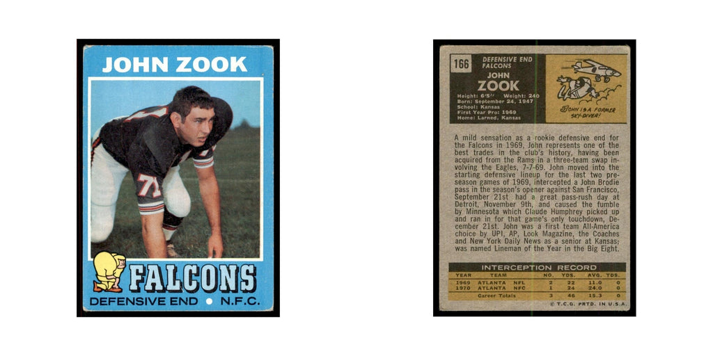 1971 Topps John Zook Football Cards #166