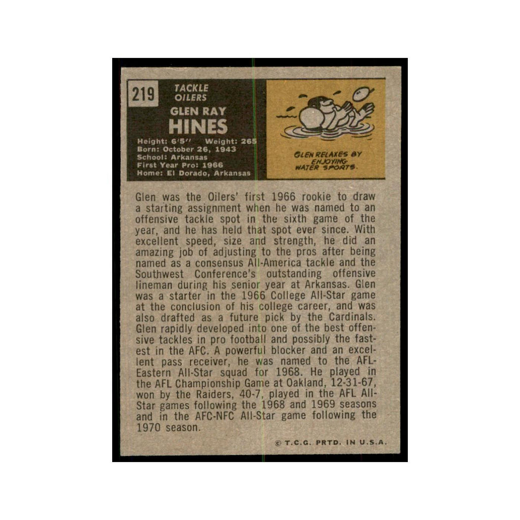 1971 Topps Glen Ray Hines Football Cards #219