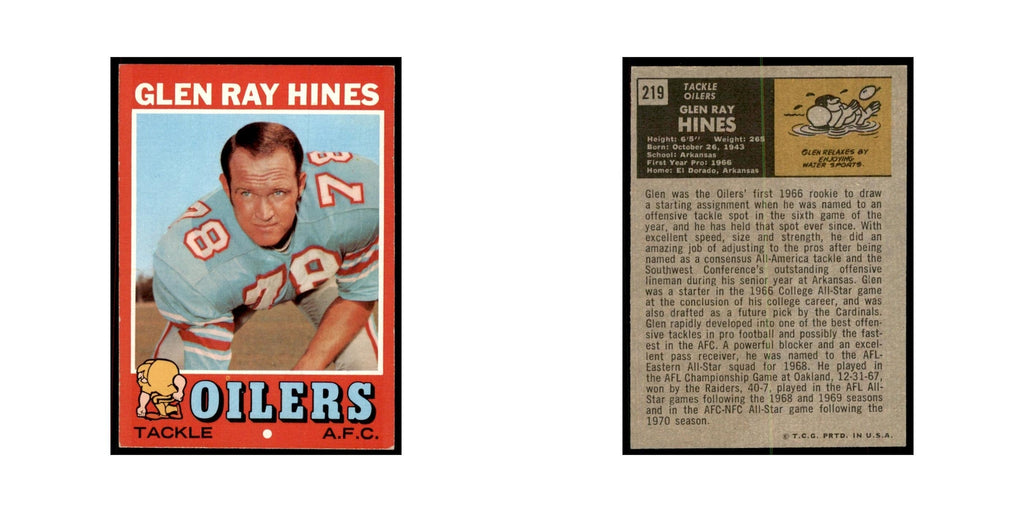 1971 Topps Glen Ray Hines Football Cards #219