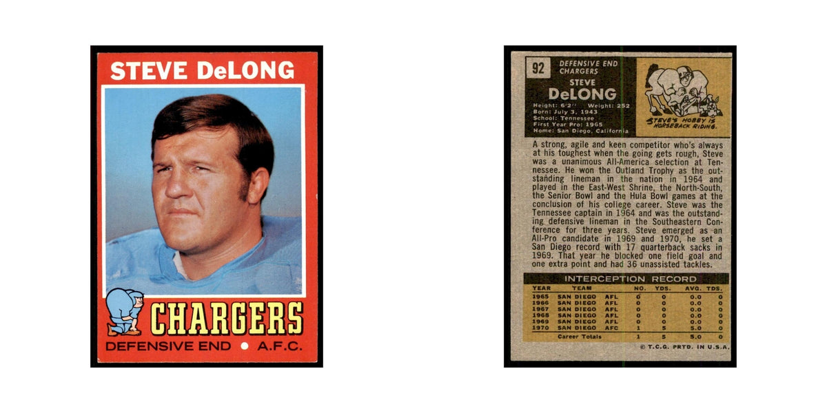 1971 Topps Steve DeLong Football Cards #92