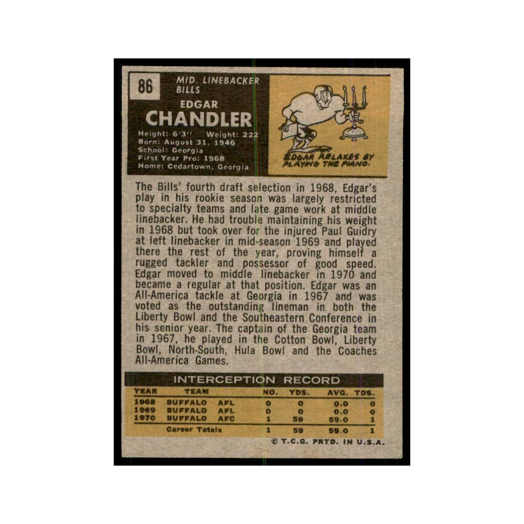 1971 Topps Edgar Chandler Football Cards #86