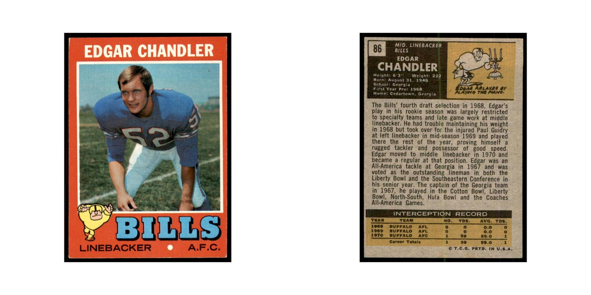 1971 Topps Edgar Chandler Football Cards #86