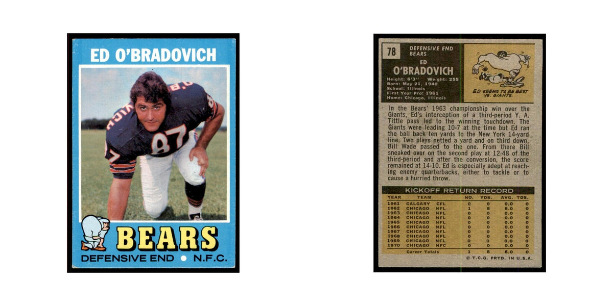 1971 Topps Ed O'Bradovich Football Cards #78