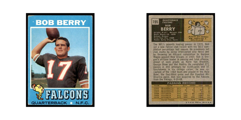 1971 Topps Bob Berry Football Cards #195