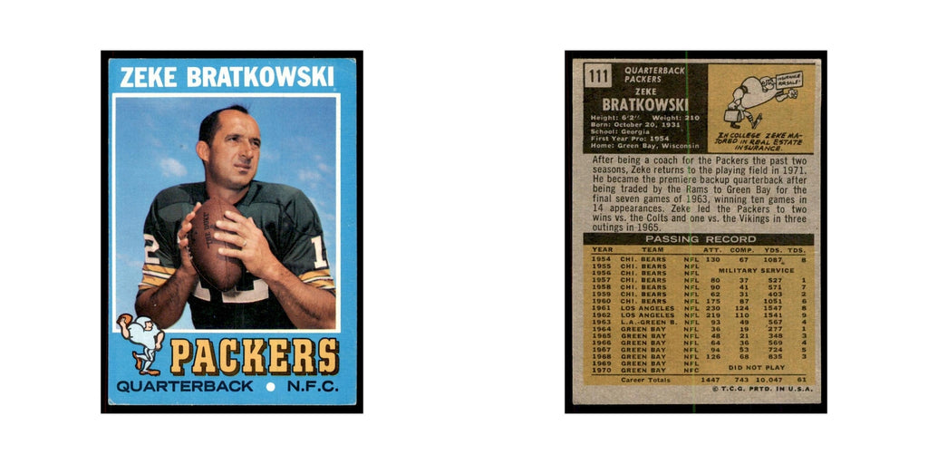 1971 Topps Zeke Bratkowski Football Cards #111