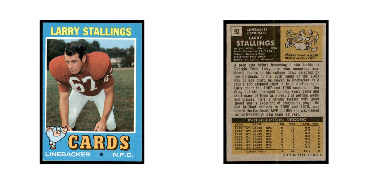 1971 Topps Larry Stallings Football Cards #93