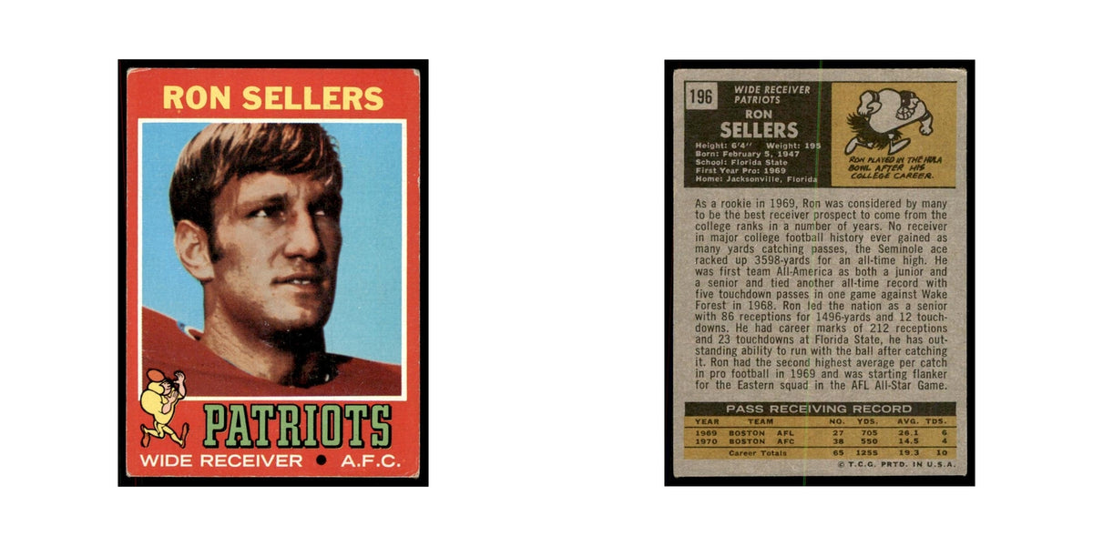 1971 Topps Ron Sellers Football Cards #196