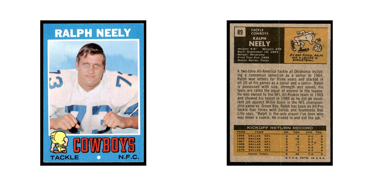 1971 Topps Ralph Neely Football Cards #89