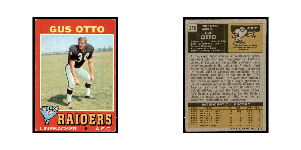 1971 Topps Gus Otto Football Cards #258
