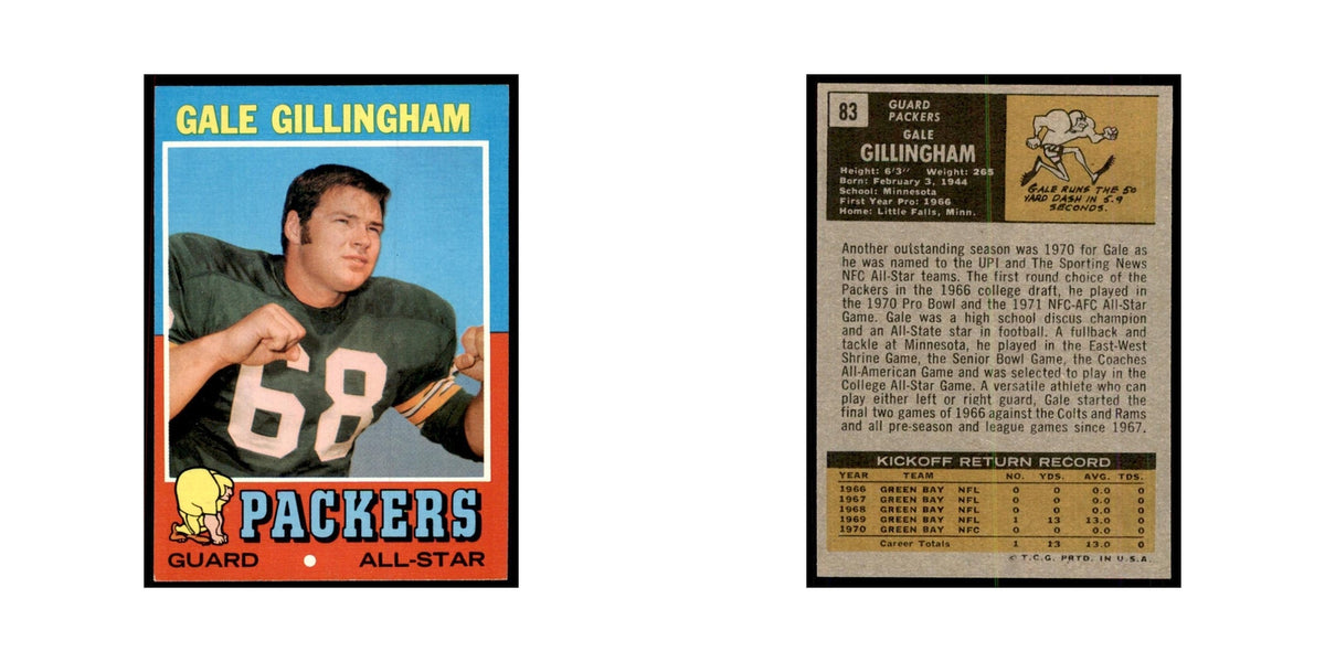 1971 Topps Gale Gillingham Football Cards #83