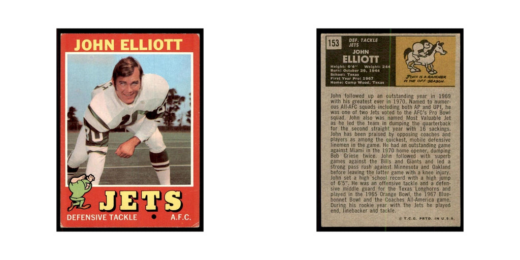 1971 Topps John Elliott Football Cards #153