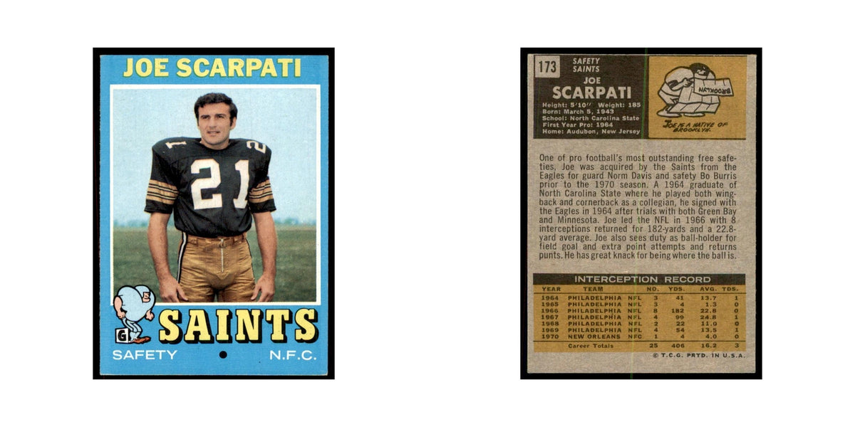 1971 Topps Joe Scarpati Football Cards #173