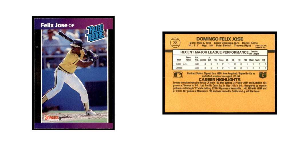 1989 Donruss Felix Jose Baseball Cards #38