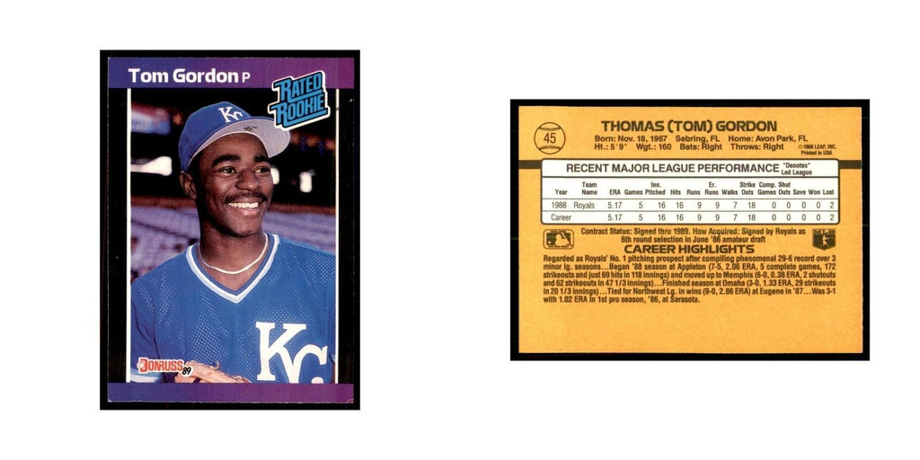 1989 Donruss Tom Gordon Baseball Cards #45