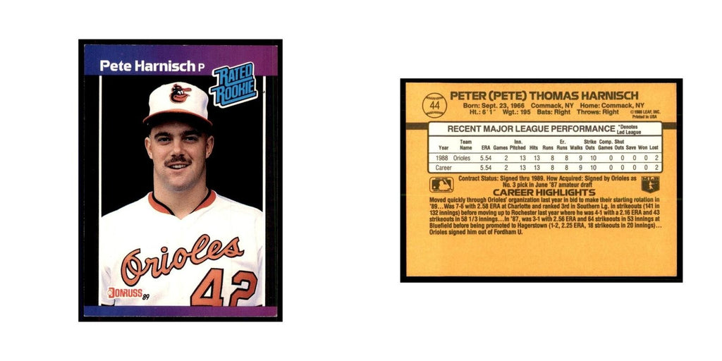 1989 Donruss Pete Harnisch Baseball Cards #44