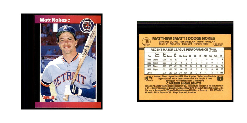 1989 Donruss Matt Nokes Baseball Cards #116