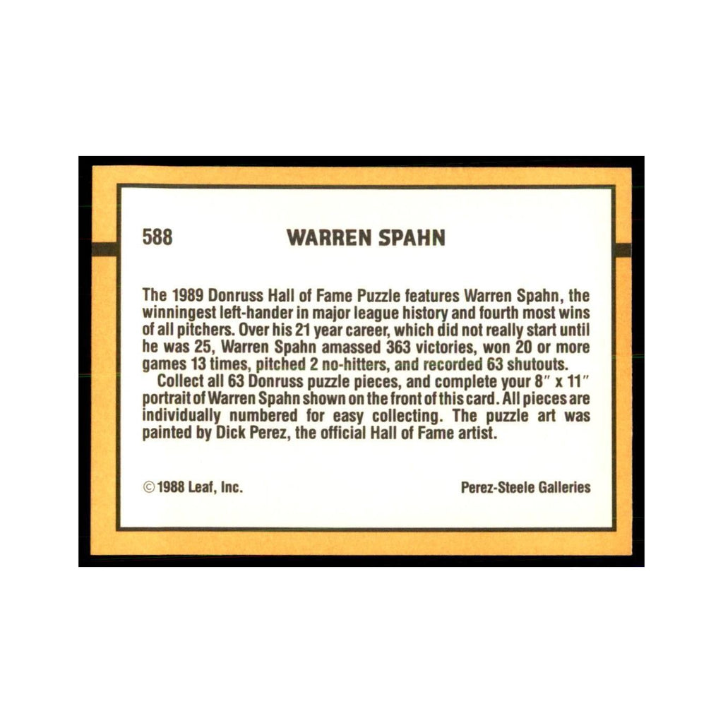 1989 Donruss Warren Spahn Baseball Cards #588