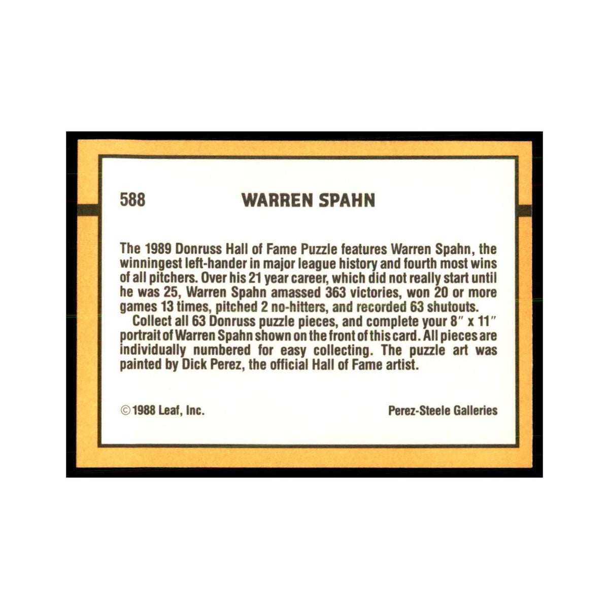 1989 Donruss Warren Spahn Baseball Cards #588