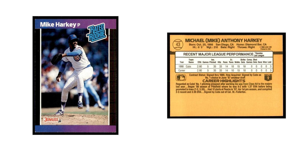1989 Donruss Mike Harkey Baseball Cards #43